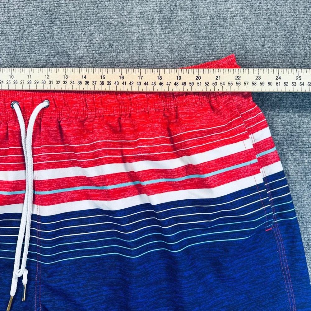 Vineyard Vines Men's 3XB Chappy Swim Trunks Red White Blue Striped Board Shorts